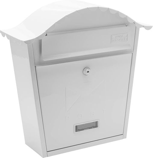 NEW SALE | White Classic Wall Mounted Galvanised Steel Lockable Weatherproof Post Box - 36x37x13cm