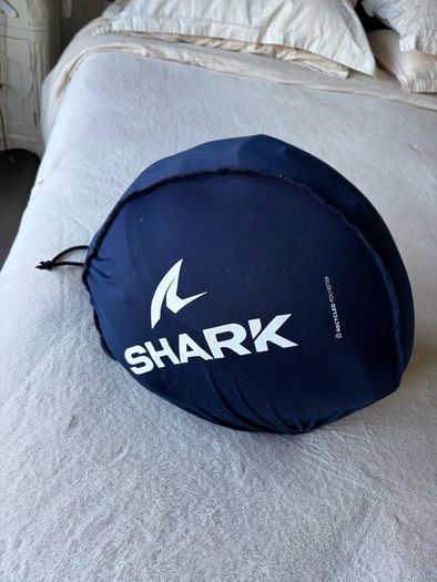shark motorcycle helmet with Sena Bluetooth kit installed