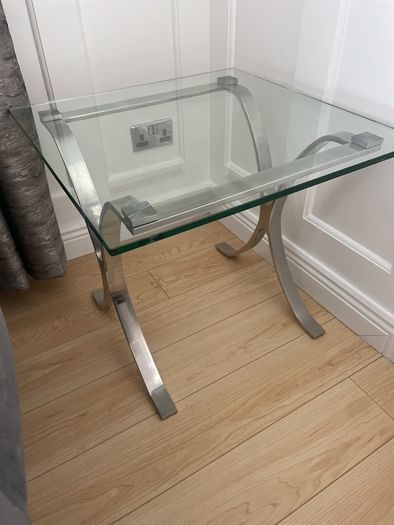 Glass coffee table & 2 side tables