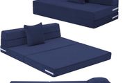 Folding Mattress Double, Corduroy Fold Out Sofa Bed, Grey  High Density Foam Foldable Futon Mattress, Portable Floor Guest Sofa Bed for Sleeping, Travel, 13cm thick, 190x135cm
