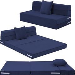 Folding Mattress Double, Corduroy Fold Out Sofa Bed, Grey  High Density Foam Foldable Futon Mattress, Portable Floor Guest Sofa Bed for Sleeping, Travel, 13cm thick, 190x135cm