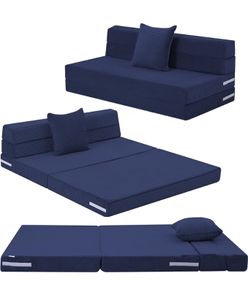 Folding Mattress Double, Corduroy Fold Out Sofa Bed, Grey  High Density Foam Foldable Futon Mattress, Portable Floor Guest Sofa Bed for Sleeping, Travel, 13cm thick, 190x135cm
