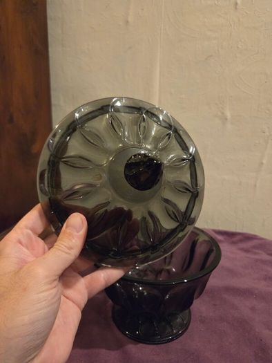 Anchor Hocking Fairfield Smoke Gray Candy Dish