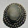 Vintage Heavy Bronze Tone Metal Dress Scarf / Clip Pin with Fabric Centre. Image 4
