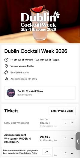 Dublin Cocktail Week two wristbands