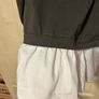 Khaki green jumper dress with white trim Image 2