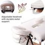 Portable Massage Bed Table - 3-Section Foldable Beauty Couch for Reiki Therapy Treatment Salon Healing - Metal Headrest Support/Carry Bag Image 4