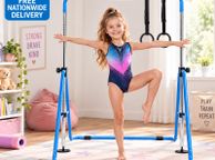 main image for ad Kids Gymnastics Bar with Rings Adjustable Height Foldable Training Bar Ages 3 to 8