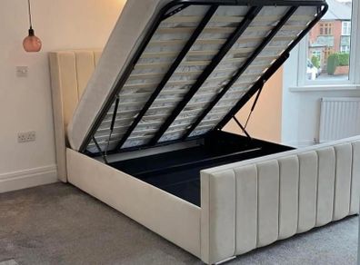 Brand New  Double Frame Beds Available With Optional Ottoman Storage & Tufted Memory Foam Mattresses