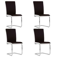Cantilever Dining Chairs 4 pcs Brown Faux Leather