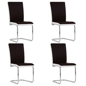 Cantilever Dining Chairs 4 pcs Brown Faux Leather