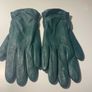 Fur-lined green leather gloves Image 5