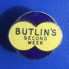BUTLINS SECOND WEEK (Butlin's holiday camps) - resident camper's enamel badge (1960's)
