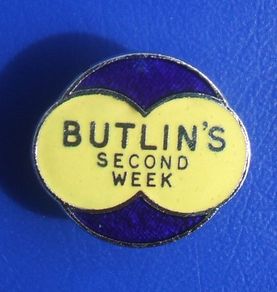 BUTLINS SECOND WEEK (Butlin's holiday camps) - resident camper's enamel badge (1960's)