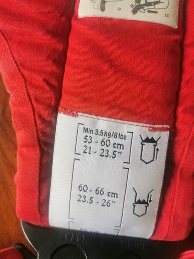 Red Baby Bjorn carrier
