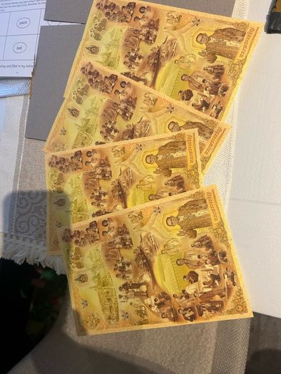 2007 Thailand Uncut Banknotes 1 5 10 Baht Uncut( 3 PCS In 1 Sheet ) , Real Original Uncut Notes for Collection, Note, 80th Anniversary