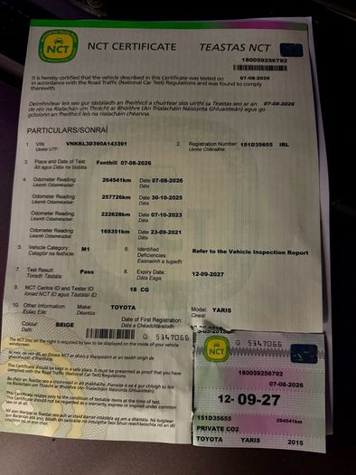 Toyota Yaris 2015 Fresh NCT petrol