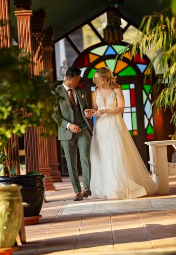 A Line Wedding Dress and Veil