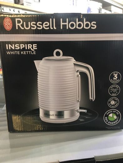 White Kettle Toaster and Microwave Set Russell Hobbs