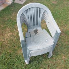 green plastic garden dining chairs