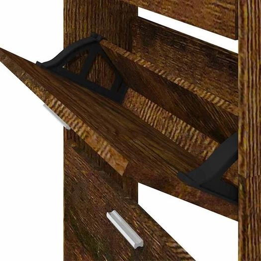 Shoe Cabinet Smoked Oak 59x17x150 cm Engineered Wood