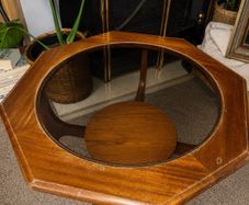 Mid Century Octagonal Coffee Table with Glass Top