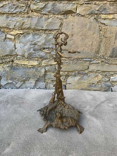 Antique Art Nouveau Brass Hunting Stand.