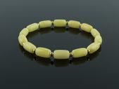 Baltic Amber Beads Gold Elastic Stretch Bracelet Unisex