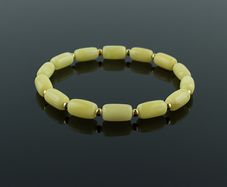 Baltic Amber Beads Gold Elastic Stretch Bracelet Unisex