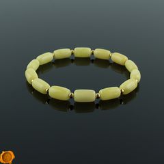 Baltic Amber Beads Gold Elastic Stretch Bracelet Unisex