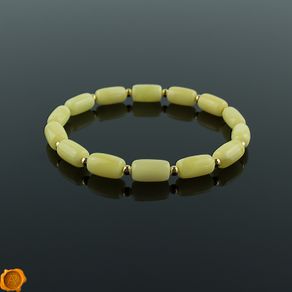 Baltic Amber Beads Gold Elastic Stretch Bracelet Unisex