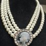 Multi Strand Faux Pearl Cameo Necklace Image 2