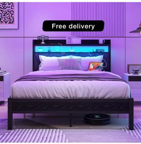 4ft6 Double Size Bed Frame with LED Lights