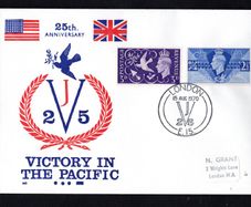 1970 Great Britain cover celebrating 25th anniversary of Victory in The Pacific tying 2.5d & 3d definitive stamp.