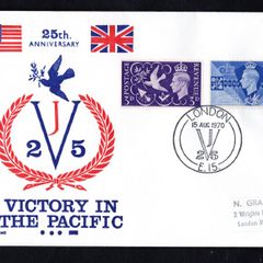 1970 Great Britain cover celebrating 25th anniversary of Victory in The Pacific tying 2.5d & 3d definitive stamp.