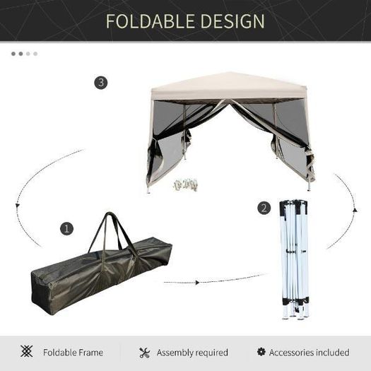 3 x 3m Pop-Up Gazebo with Mesh Sides & Carry Bag