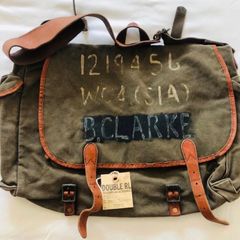 Rrl Double Ralph Lauren Army Canvas Leather Bag Rare!