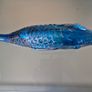 Cobalt Blue Glass Fish 1960s Vintage Art Class Wine Bottle Image 2