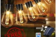 NEW SALE | Solar Festoon Lights Outdoor,29.5Ft Remote Control Solar String Lights Waterproof with 8 Modes 20 LED Shatterproof Bulbs for Garden, Gazebo, Patio, Party
