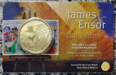 Belgium 2.5 Euro Brilliant Uncirculated Coin 2024 - James Ensor Year - Belgian Coincard Catalog