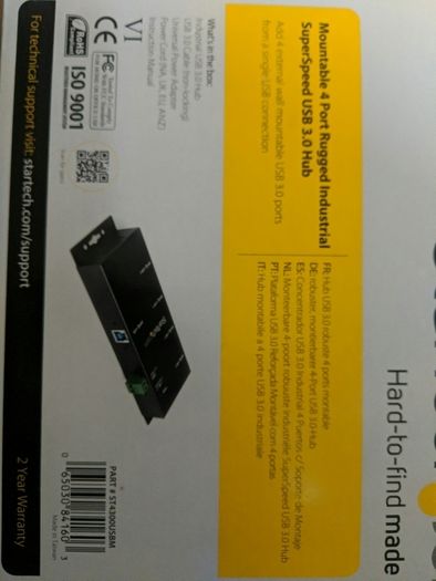 4-Port USB 3.0 Hub - 5Gbps - Metal Industrial USB-A Hub - Wall or Desk Mountable USB Data Hub - TAA Compliant USB Expander Hub