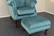 New Queen Anne Armchair + Footstool