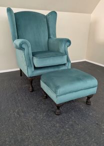 New Queen Anne Armchair + Footstool