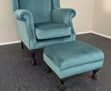New Queen Anne Armchair + Footstool