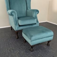 New Queen Anne Armchair + Footstool