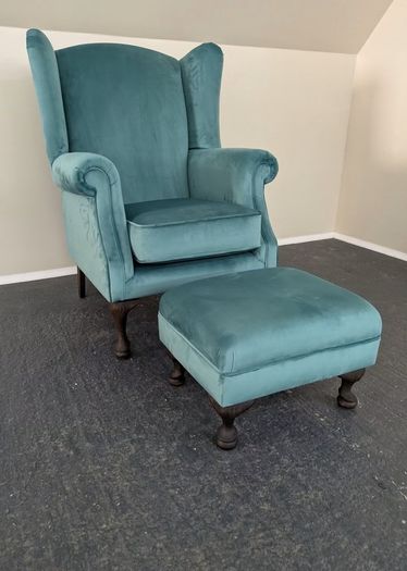 New Queen Anne Armchair + Footstool