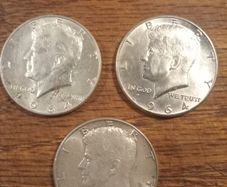 coins jfk half dollars x3