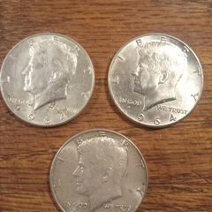 coins jfk half dollars x3