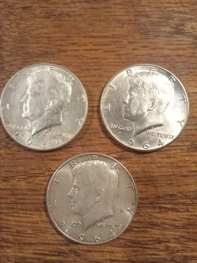 coins jfk half dollars x3