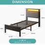 3FT Single Bed Frame with LED Lights and Charging Station Image 2